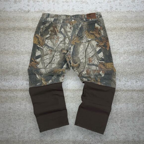 Vintage 90s Wrangler Real Tree Hunting Camo Jeans 42x30 Baggy Brown Double Knees